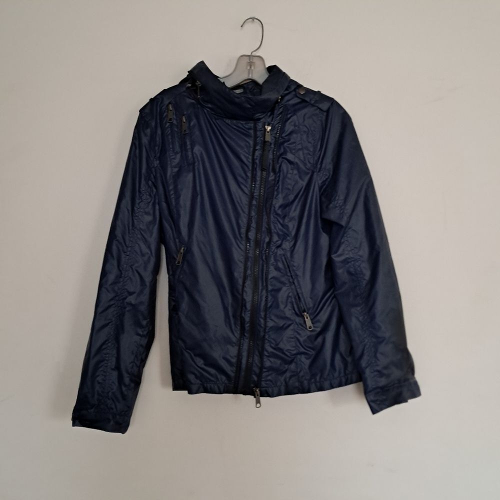 Mackage Jacket Women's Large L Navy Blue Rain Designer Windbreaker Luxury Hooded